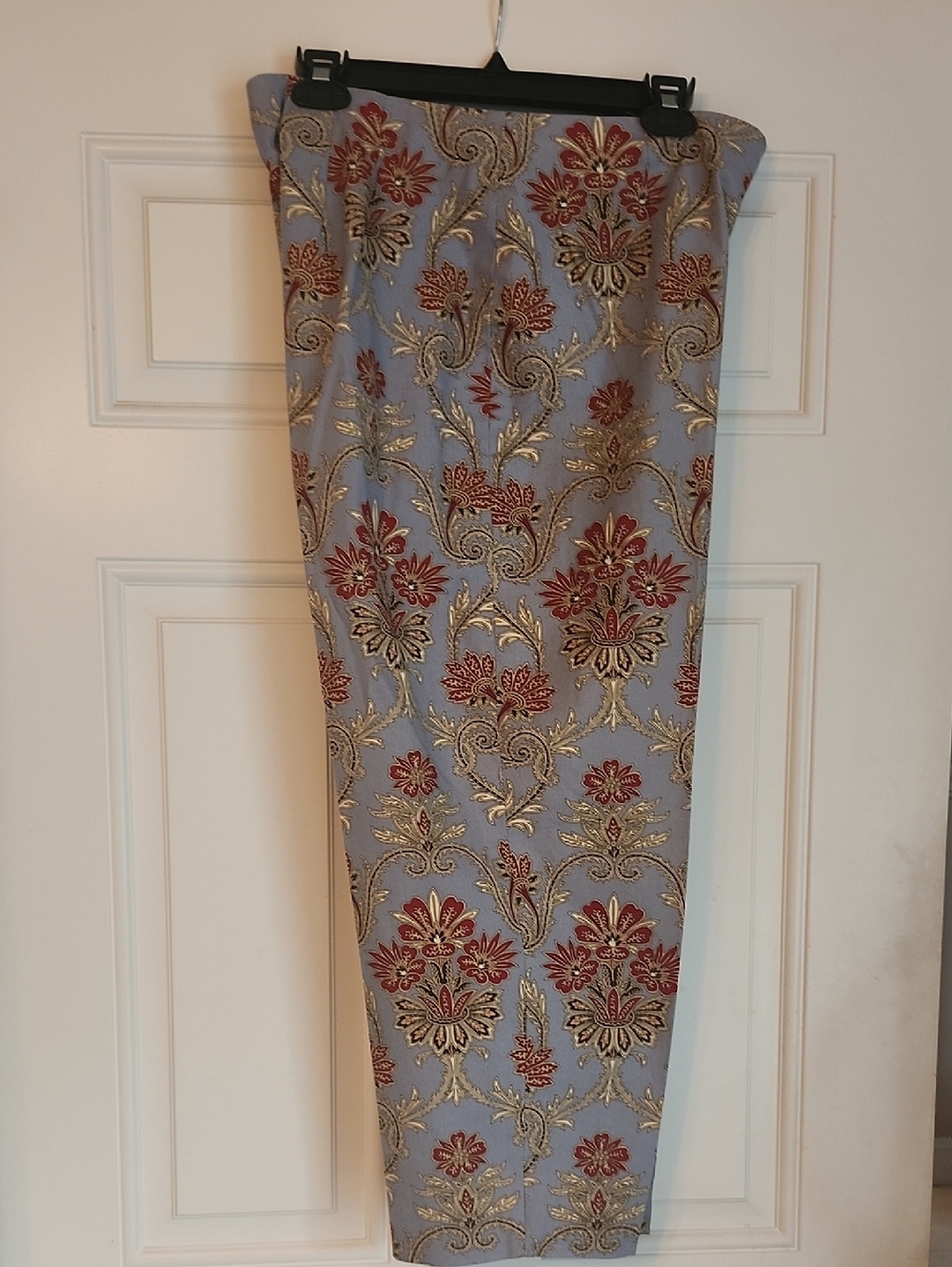 Talbots Side Zip Slim Ankle Pants Woven Floral Jacquard Size 12